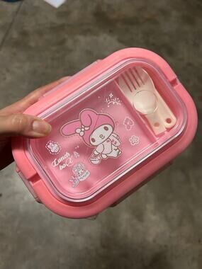 Sanrio My Melody Pink Lunch Box w/ Spoon Fork Compartment New Sealed